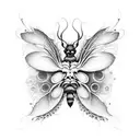 A hauntingly beautiful death moth with intricate dotwork details, representing the darker aspects of life and music. tattoo design idea