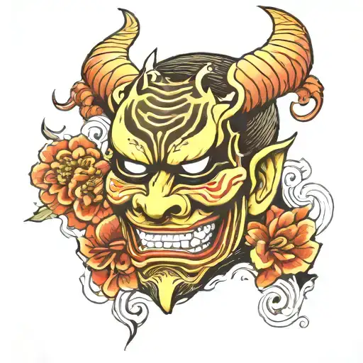 Hannya mask tattoo design idea