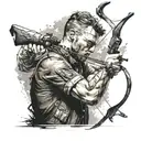 hunter aiming a bow tattoo design idea