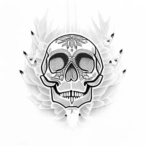 Skull made of hummingbirds tattoo design idea