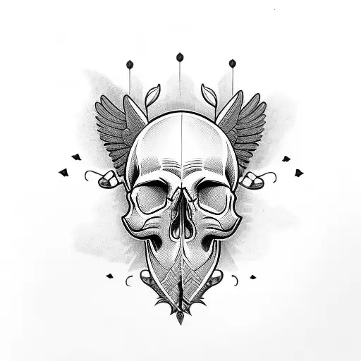 Skull made of hummingbirds tattoo design idea