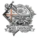 black and white Australian flag and modern rifle with caption "who dares wins" tattoo design idea