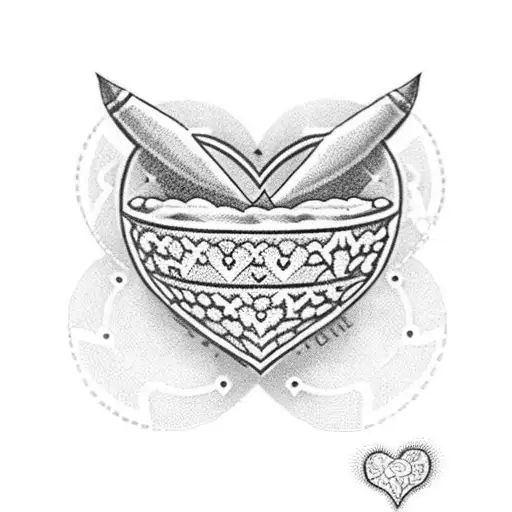 A dotwork tattoo of a heart-shaped poker chip with the word 'love' on it, combining your favorite things - poker and love. tattoo design idea