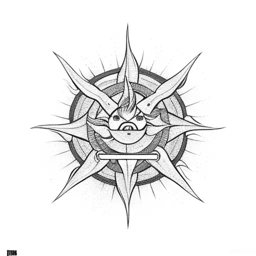 Capricorn Seagoat with a sun at the back  tattoo design idea