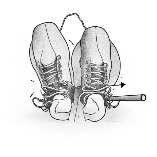 A sewing machine needle transforming into a hiking boot tattoo design idea
