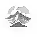 A sewing needle and thread forming the silhouette of a mountain range tattoo design idea
