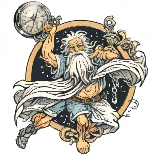 father time running tattoo design idea