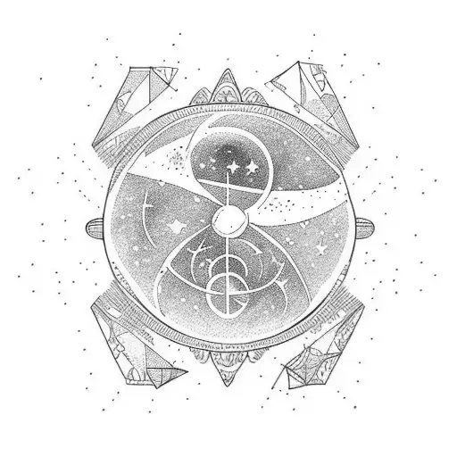  universe time luck wisdome power unity equilibrium peace life ups and down tattoo design idea