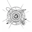  universe time luck wisdome power unity equilibrium peace life ups and down tattoo design idea