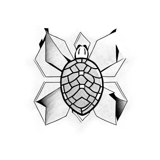 Geometric "Turtles All The Way Down" Tattoo Idea BlackInk AI