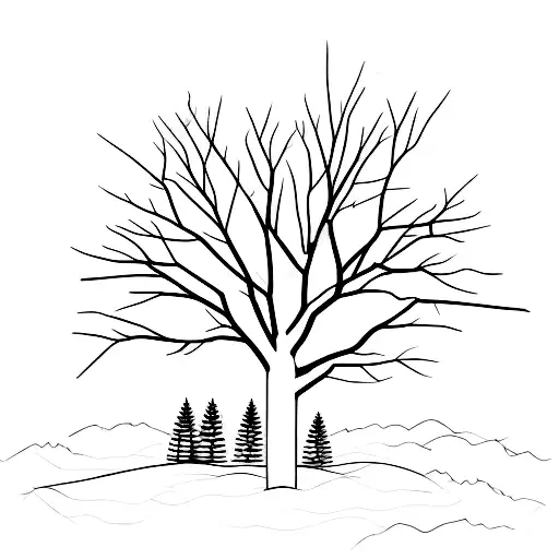 Minimalist tall narrow pine tree tattoo design idea