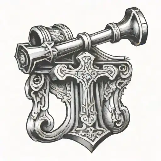 sledgehammer case and justice image tattoo design idea