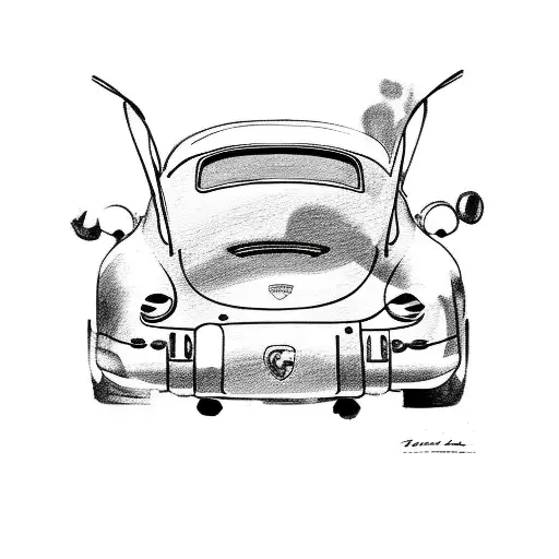 Porsche 356 mixed with the word papa (as in father in Spanish) tattoo design idea
