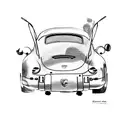 Porsche 356 mixed with the word papa (as in father in Spanish) tattoo design idea
