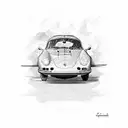 Porsche 356 mixed with the word papa (as in father in Spanish) tattoo design idea