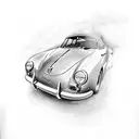 Porsche 356 mixed with the word papa (as in father in Spanish) tattoo design idea