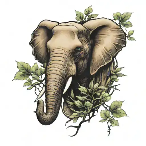 half face elephant with forest on forearm  tattoo design idea