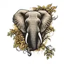 half face elephant with forest on forearm  tattoo design idea
