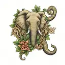 half face elephant with forest on forearm  tattoo design idea