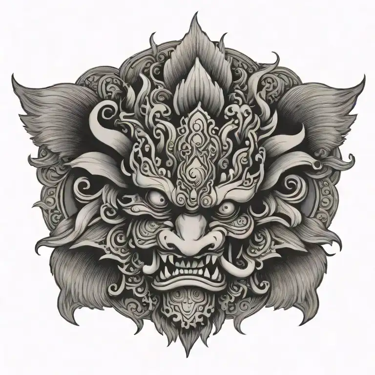 barong bali flower tattoo design idea