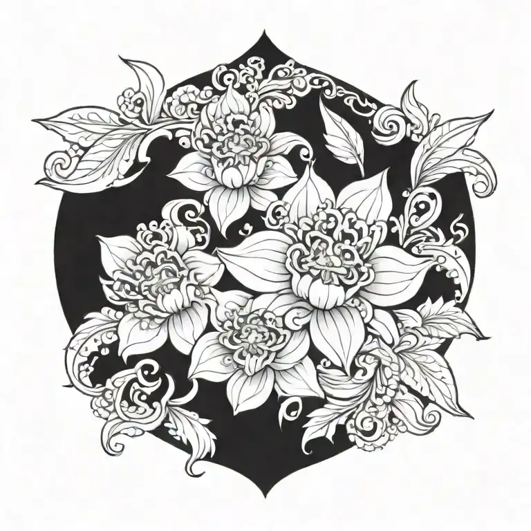 barong bali flower tattoo design idea
