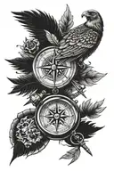 compass hawk and 1973 inside tattoo design idea