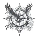 compass hawk and 1973 tattoo design idea