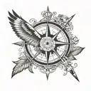 compass hawk and 1973 tattoo design idea