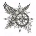 compass hawk and 1973 tattoo design idea