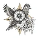 compass hawk and 1973 tattoo design idea