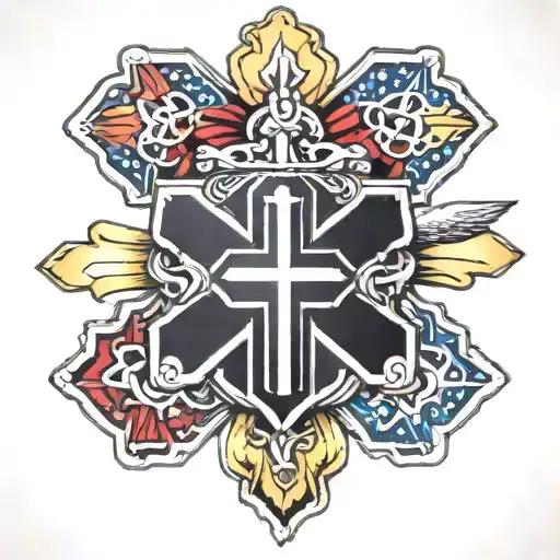star of life with crucifix tattoo design idea