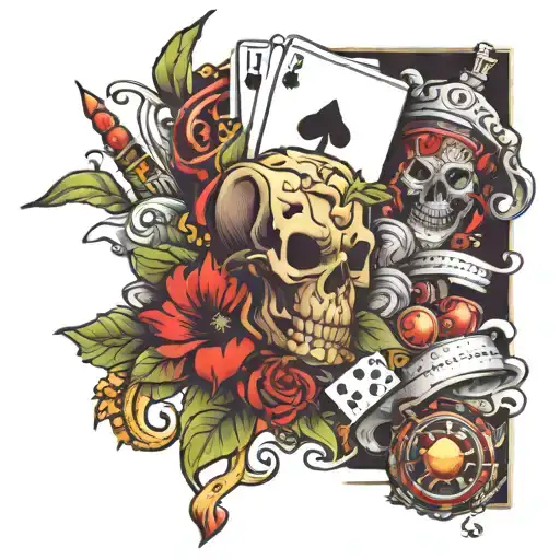 life's a gamble full sleeve tattoo design idea