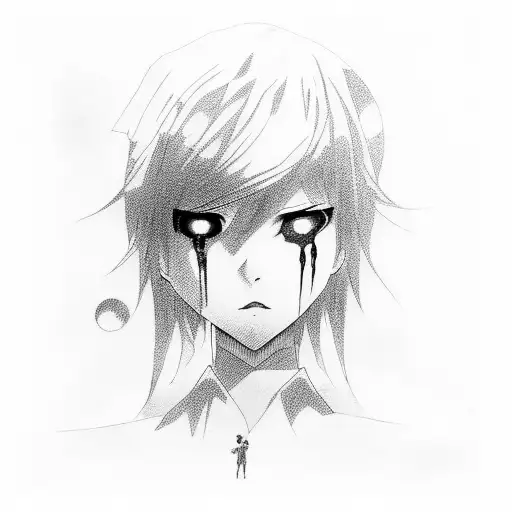 Emo, dead inside, goth, sad, expressive tattoo, you can add anime fragments tattoo design idea