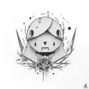 Emo, dead inside, goth, sad, expressive tattoo, you can add anime fragments tattoo design idea