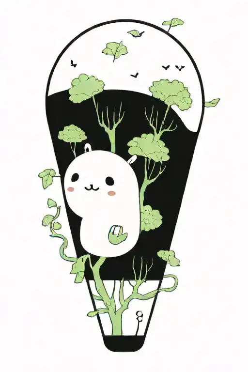 baobao with ivy and moss covered tree tattoo design idea