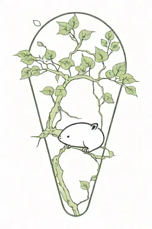 baobao with ivy and moss covered tree tattoo design idea