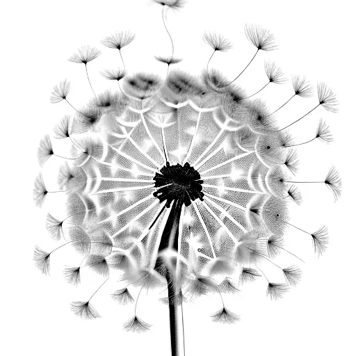 A dandelion blowing in the wind, with each seed representing a cherished memory of the child tattoo design idea