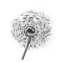 A dandelion blowing in the wind, with each seed representing a cherished memory of the child tattoo design idea