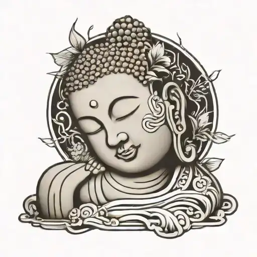 sleeping buddha tattoo design idea