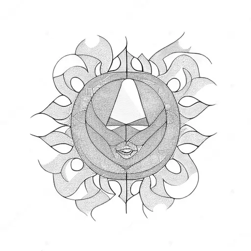 curvy sun tattoo design idea