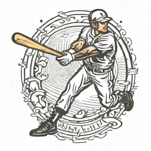 baseball player swinging bat tattoo design idea