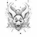 ¡Claro! Aquí tienes una descripción para un diseño de tatuaje de Goofy vintage con una expresión alocada y una corona: tattoo design idea