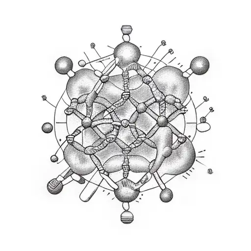 a caffeine molecule with a biologist holding it tattoo design idea