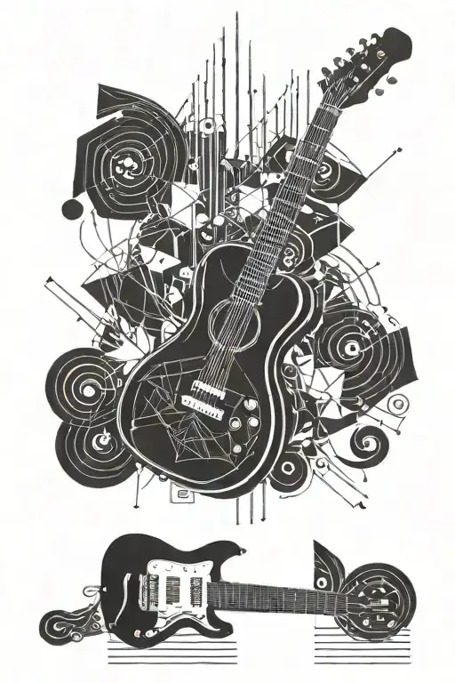 guitar and music and forex trading candlesticks tattoo design idea
