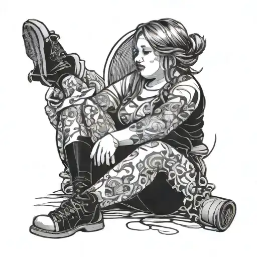 chubby contry girl sitting and spred legs  tattoo design idea