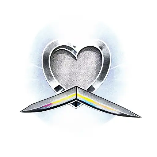 straight sword with a heart in the middle tattoo design idea