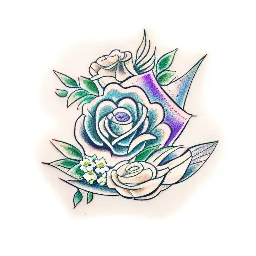 gemini and lilacs tattoo design idea