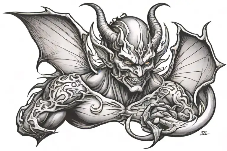 hour glas devil angle tattoo design idea