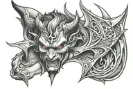 hour glas devil angle tattoo design idea