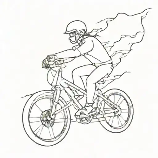 figure riding bike made from lightning bolts tattoo design idea